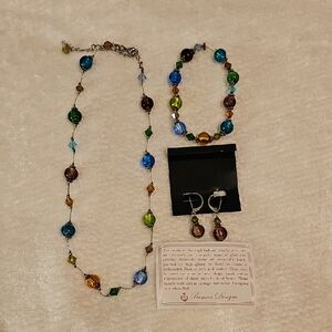 Premier Designs Blue and Green Beaded Necklace
